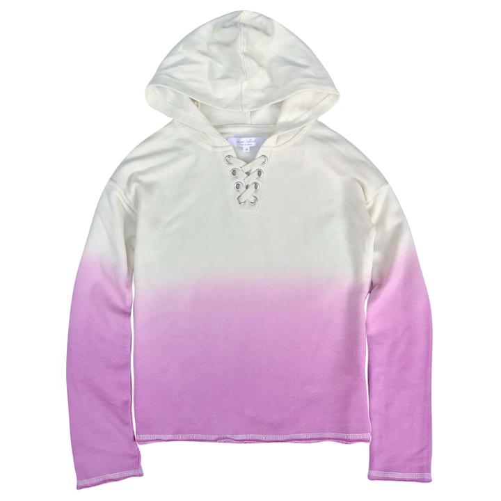 Girls' 7-16 Harper & Elliott Dip Dye Lace-up Hoodie, Size: Medium, Lt Beige