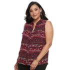 Plus Size Apt. 9&reg; Button-front Tank, Women's, Size: 4xl, Dark Pink