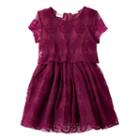 Girls 4-6x Nannette Floral Lace Knit Dress, Girl's, Size: 6, Drk Purple