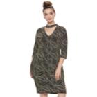 Juniors' Plus Size Wrapper Metallic Choker Dress, Teens, Size: 1xl, Black Gold