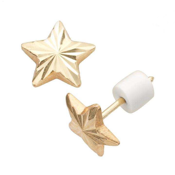 14k Gold Textured Star Stud Earrings, Women's, Multicolor