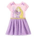 Disney Princess Rapunzel Girls 4-6x It's Your Birthday Glitter Tulle Dress, Girl's, Size: 6, Green