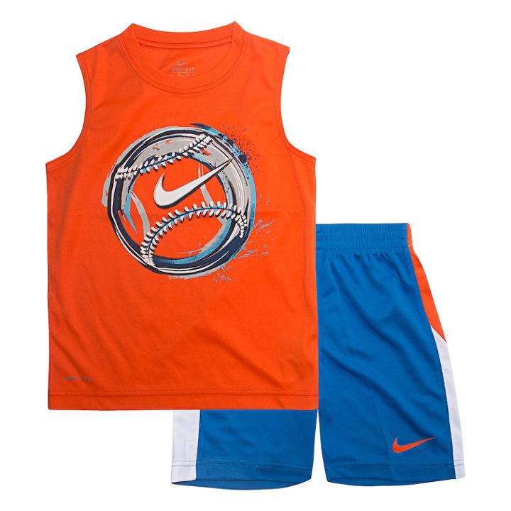 Boys 4-7 Nike Baseball Logo Muscle Tee & Shorts Set, Size: 7, Brt Orange