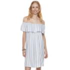 Juniors' Love, Fire Striped Off-the-shoulder Twill Dress, Teens, Size: Medium, White