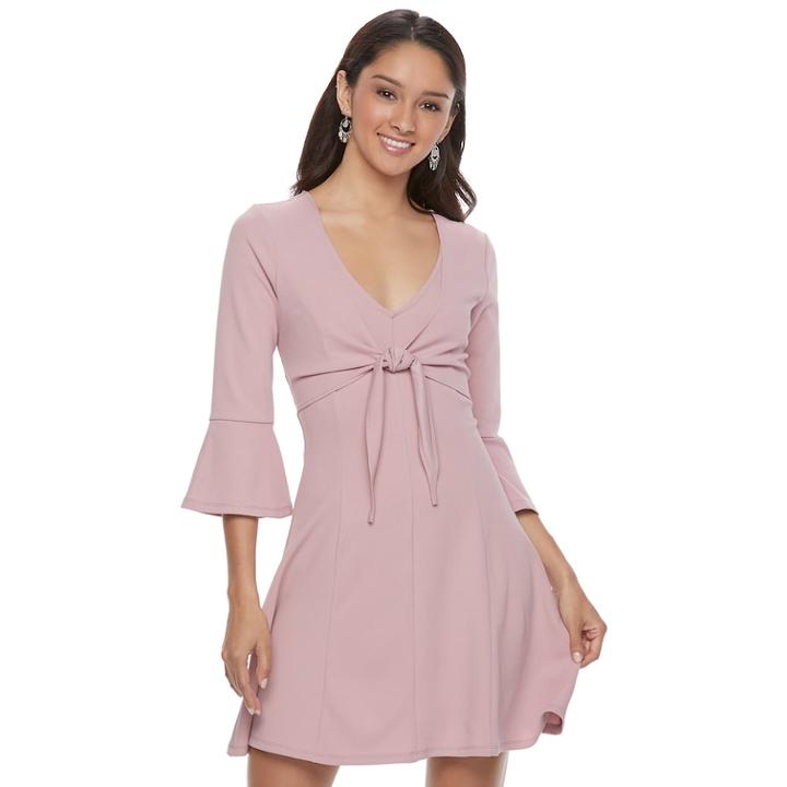 Juniors' Almost Famous Bell-sleeve Skater Dress, Teens, Size: Large, Orange Oth