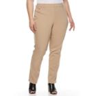 Plus Size Gloria Vanderbilt Haven Microtech Straight-leg Pants, Women's, Size: 24w Short, Beig/green (beig/khaki)