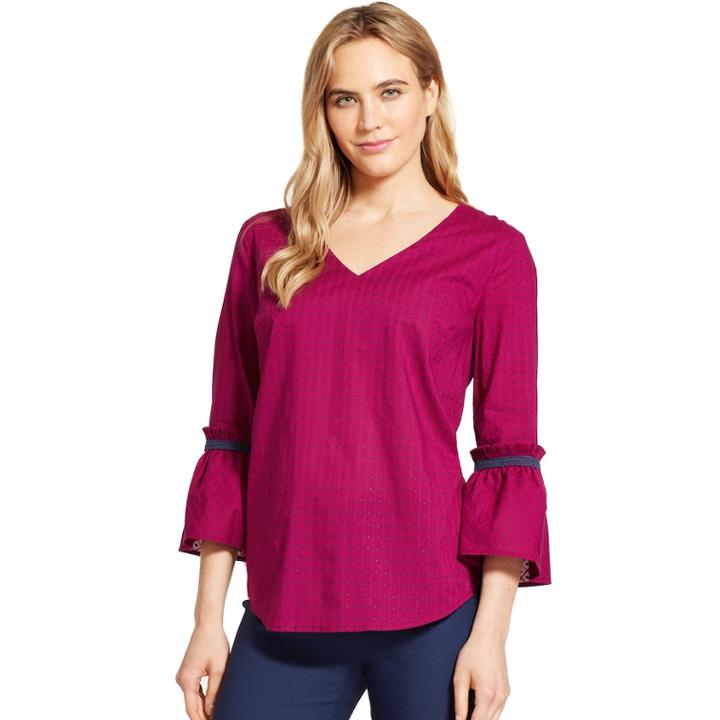 Women's Izod Dot Bell-sleeve Top, Size: Medium, Purple
