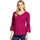 Women's Izod Dot Bell-sleeve Top, Size: Medium, Purple