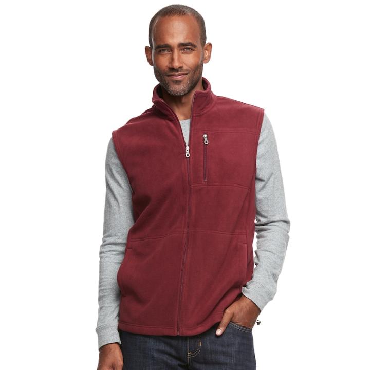 Men's Croft & Barrow&reg; Arctic Fleece Vest, Size: Medium, Red