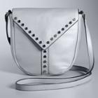Simply Vera Vera Wang Studded Flap Leather Saddle Crossbody Bag, Women's, Grey
