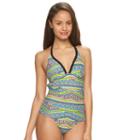 Mix And Match Boho Push-up Halterkini Top, Size: Large, Brt Green