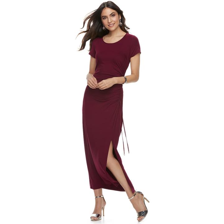 Women's Apt. 9&reg; Ruched Maxi Dress, Size: Xs, Dark Red
