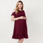Maternity Lc Lauren Conrad Cold-shoulder Pleated Dress, Women's, Size: S-mat, Red