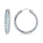 Stella Grace Sterling Silver Aquamarine Hoop Earrings, Women's, Blue