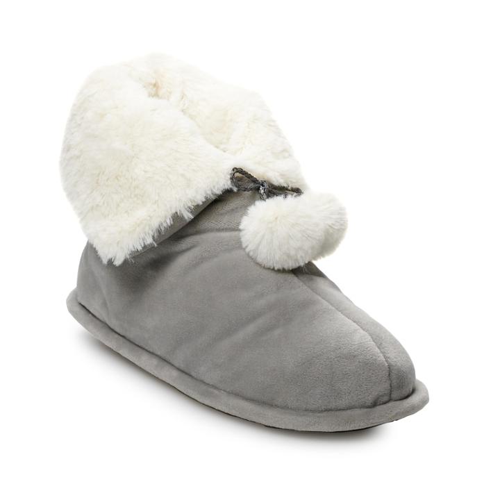 Women's Cuddl Duds Velour Snuggle Up Bootie Slippers, Size: Small, Dark Grey
