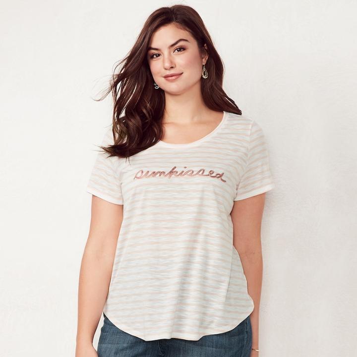 Plus Size Lc Lauren Conrad Slubbed Graphic Tee, Women's, Size: 0x, Pink