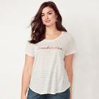 Plus Size Lc Lauren Conrad Slubbed Graphic Tee, Women's, Size: 0x, Pink