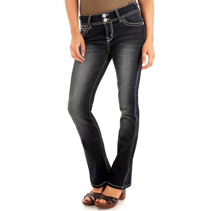 Juniors' Wallflower Curvy Faded Bootcut Jeans, Teens, Size: 13, Purple Oth