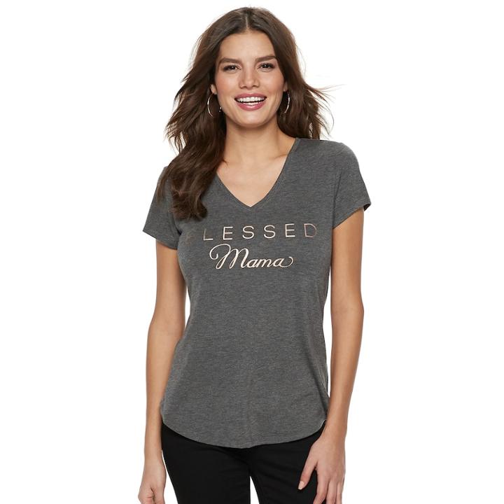 Women's Apt. 9® Graphic V-neck Tee, Size: Large, Grey (charcoal)
