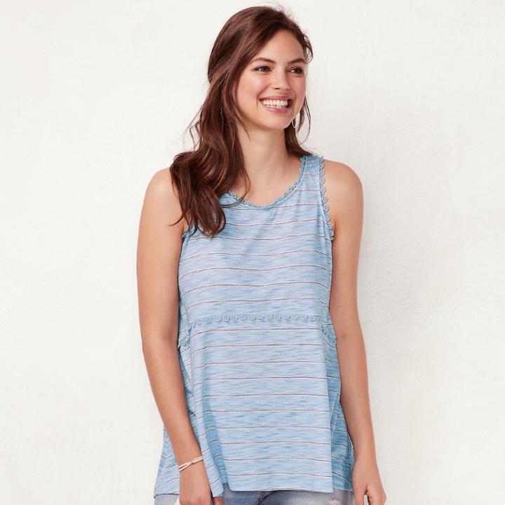 Women's Lc Lauren Conrad Print Tunic Tank, Size: Medium, Dark Blue
