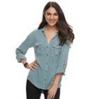 Women's Rock & Republic&reg; Twill Shirt, Size: Xxl, Light Blue