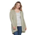 Plus Size French Laundry Hooded Flyaway Cardigan, Women's, Size: 3xl, Green Oth