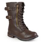 Journee Collection Cedes Women's Combat Boots, Girl's, Size: 7, Brown