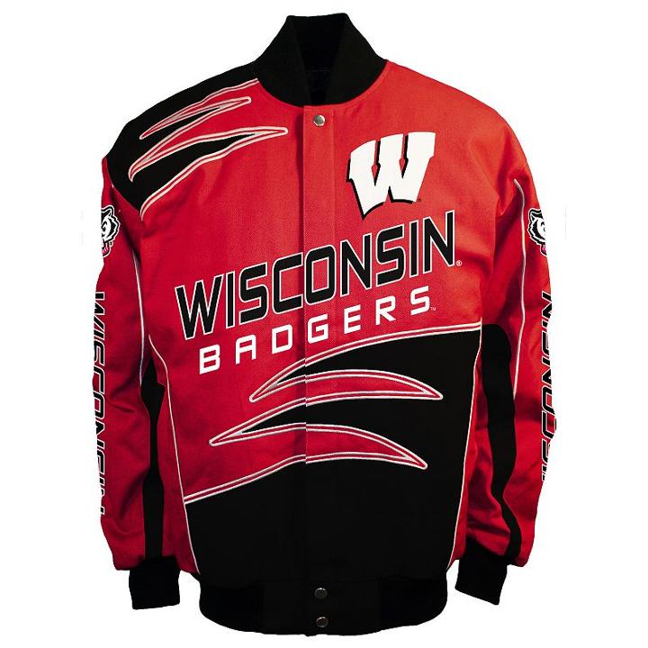 Men's Franchise Club Wisconsin Badgers Shred Twill Jacket, Size: Xxl, Red