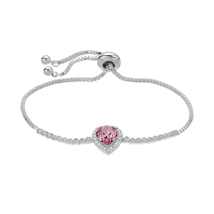 Brilliance Cubic Zirconia Heart Bolo Bracelet With Swarovski Crystals, Women's, Pink