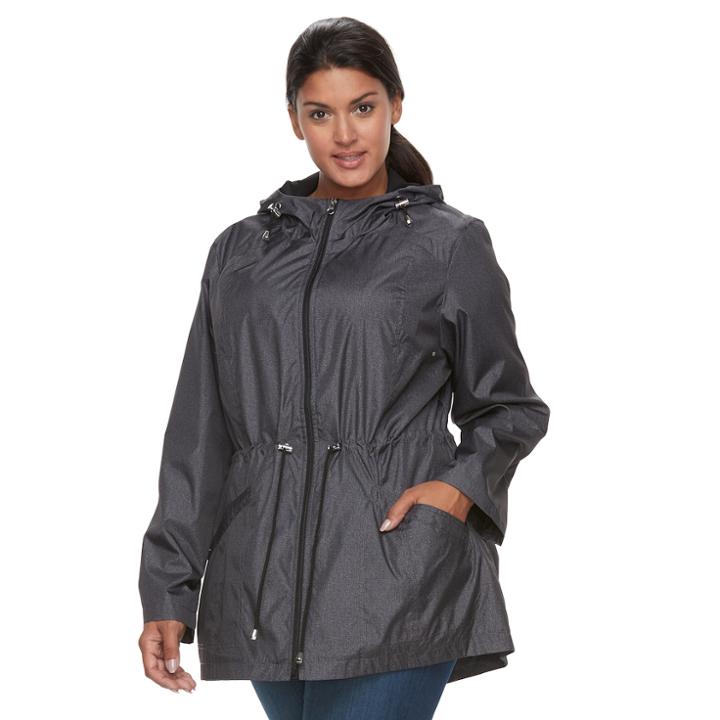 Plus Size D.e.t.a.i.l.s Packable Parka, Women's, Size: 2xl, Hematite Tweed