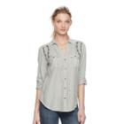 Women's Rock & Republic&reg; Embellished Shirt, Size: Large, Silver