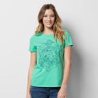 Women's Graphic Crewneck Tee, Size: Large, Med Green