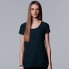 Women's Simply Vera Vera Wang Crinkle Handkerchief Tee, Size: Large, Dark Blue
