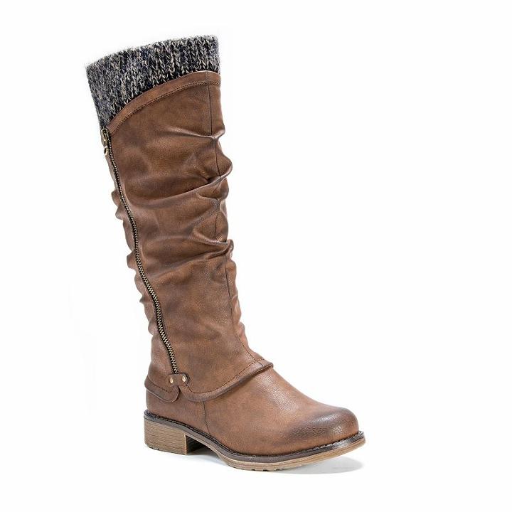 Muk Luks Bianca Women's Water-resistant Knit-cuff Boots, Girl's, Size: 8, Med Brown