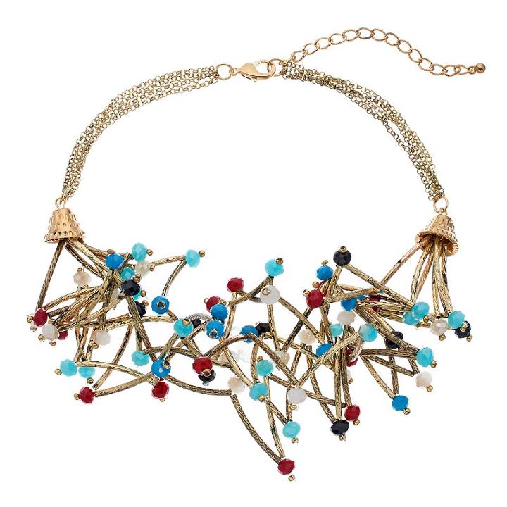 Gs By Gemma Simone Beaded Bar Multi Strand Necklace, Women's, Size: 18, Multicolor