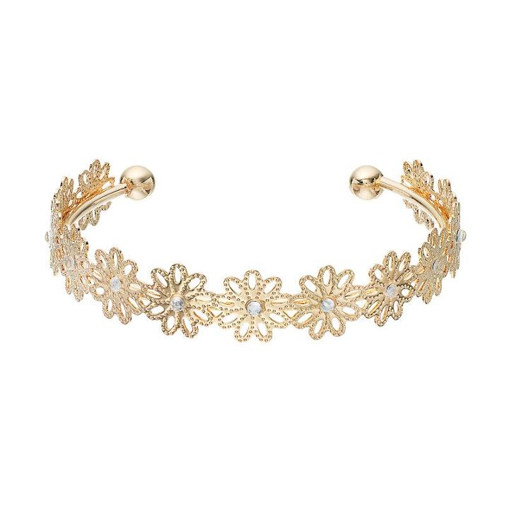 Lc Lauren Conrad Filigree Flower Cuff Bracelet, Women's, Gold