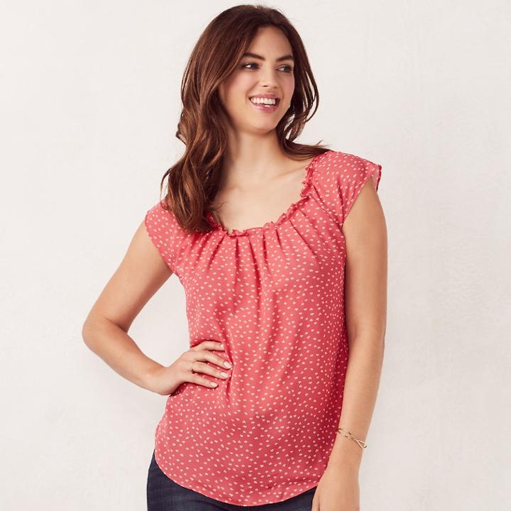 Women's Lc Lauren Conrad Pleated Top, Size: Small, Orange
