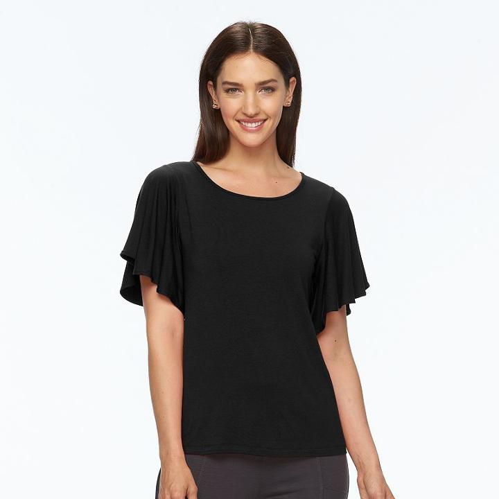 Women's Apt. 9&reg; Flutter Tee, Size: Xl, Black