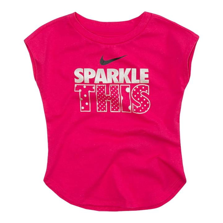 Girls 4-6x Nike Sparkle This Metallic Graphic Tee, Size: 4, Brt Pink