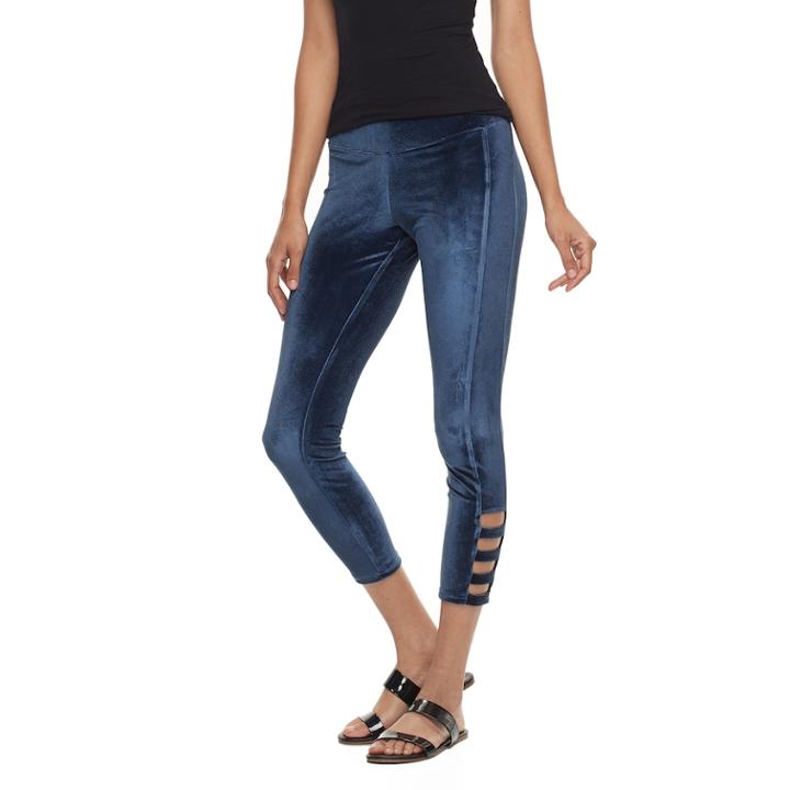 Utopia By Hue Railroad Velvet Skimmer Leggings, Women's, Size: Xl, Blue