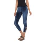 Utopia By Hue Railroad Velvet Skimmer Leggings, Women's, Size: Xl, Blue