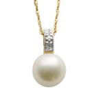 Freshwater Cultured Pearl And Diamond Accent 14k Gold Over Silver Pendant, Women's, Size: 18, White