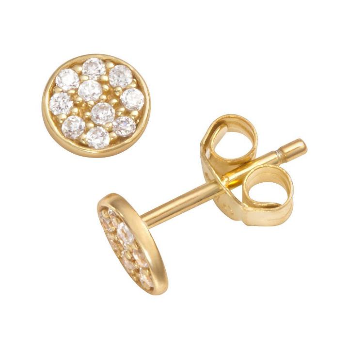 Sophie Miller 14k Gold Over Silver Cubic Zirconia Disc Stud Earrings, Women's, White