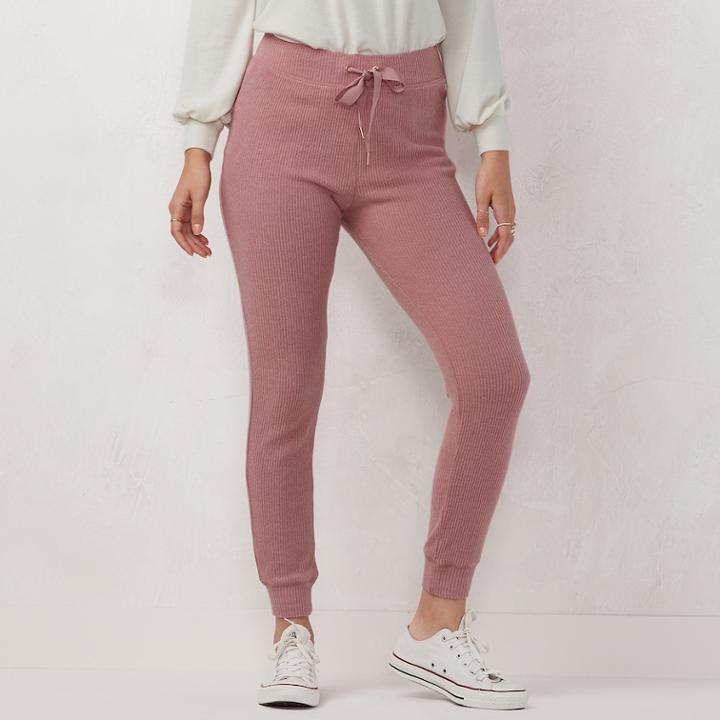 Women's Lc Lauren Conrad Weekend Drawstring Jogger Pants, Size: Large, Dark Pink