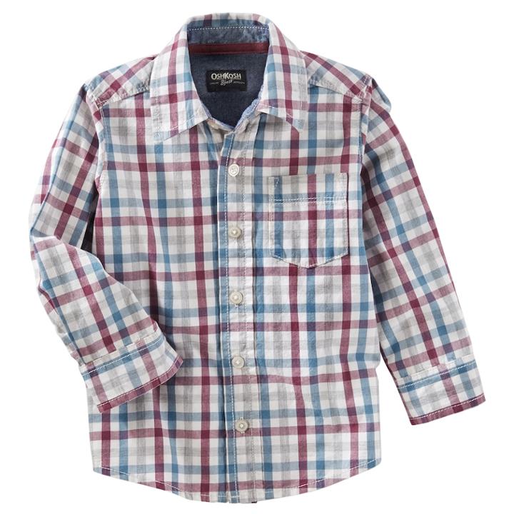 Boys 4-12 Oshkosh B'gosh&reg; Plaid Button Down Shirt, Size: 10, Red (burgundy)