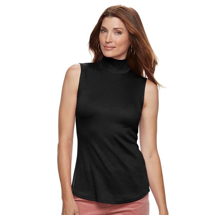 Women's Croft & Barrow&reg; Sleeveless Mockneck Top, Size: Small, Black