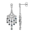 Silver Plated Blue Diamond Accent Chandelier Earrings, Women's
