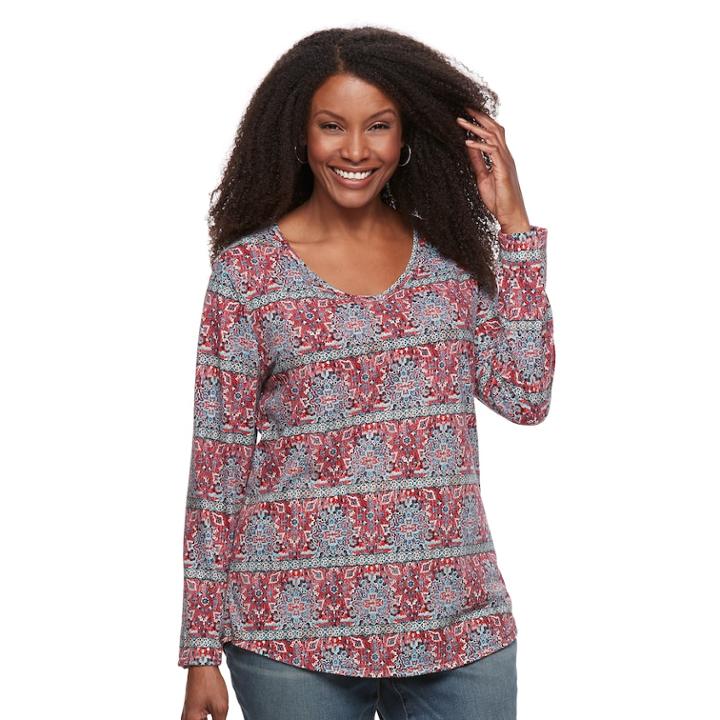 Plus Size Sonoma Goods For Life&trade; Essential V-neck Tee, Women's, Size: 4xl, Med Red