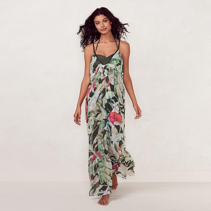 Women's Lc Lauren Conrad Beach Shop Maxi Cover-up, Size: Medium, Green