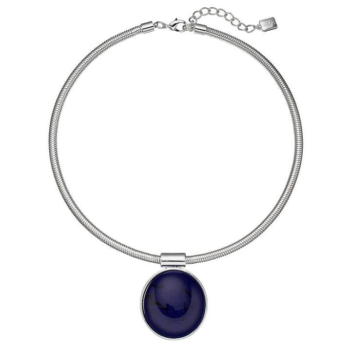 Chaps Blue Marbled Oval Cabochon Pendant Necklace, Women's, Navy